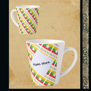 Burma and Myanmar Flag Tiled Personalized Latte Mug