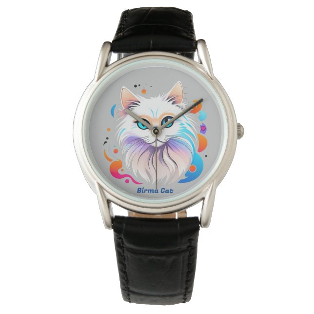 Burma Cat - Color illustration Watch (Front)