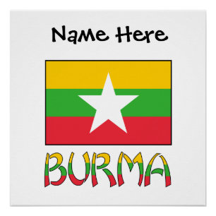 Burma Myanmar Burmese Flag Personalised Poster