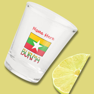 Burma Myanmar Flag Personalised  Shot Glass