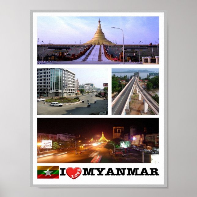 Burma - Myanmar - I Love - Poster (Front)