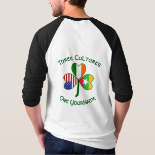 Burma (Myanmar) Ireland USA Flags Shamrock Name T-Shirt