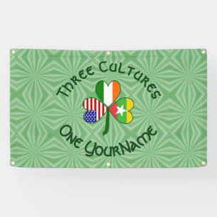 Burma Myanmar Irish USA Shamrock Flag Personalised Banner