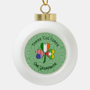 Burma Myanmar Irish USA Shamrock Flag Personalised Ceramic Ball Christmas Ornament