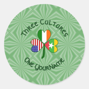 Burma Myanmar Irish USA Shamrock Flag Personalised Classic Round Sticker