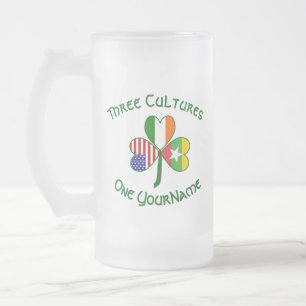 Burma Myanmar Irish USA Shamrock Flag Personalised Frosted Glass Beer Mug