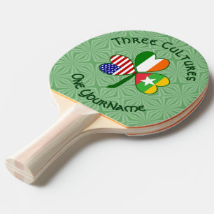 Burma Myanmar Irish USA Shamrock Flag Personalised Ping Pong Paddle