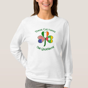Burma Myanmar Irish USA Shamrock Flag Personalised T-Shirt