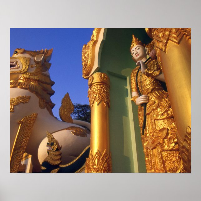 Burma (Myanmar), Rangoon (Yangon) Temple Poster (Front)