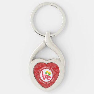 Burma Myanmar Red LOVE Flag Personalised  Key Ring
