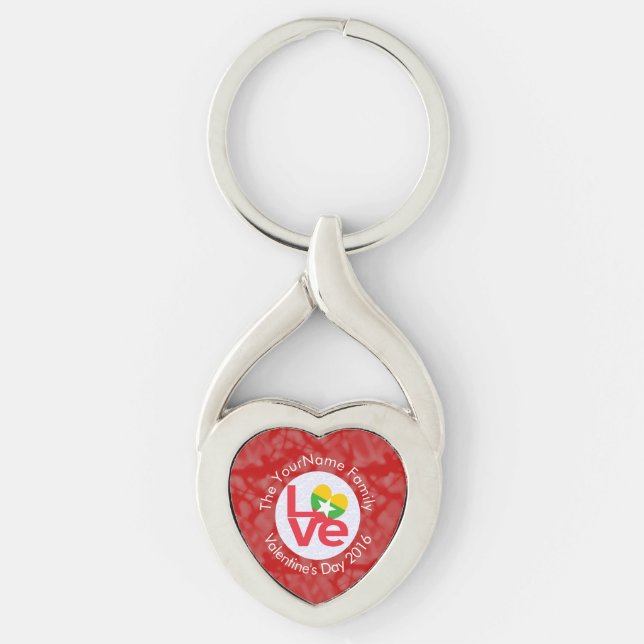 Burma Myanmar Red LOVE Flag Personalised  Key Ring (Front)
