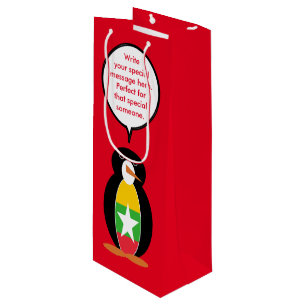 Burma Myanmar Talking Ms Penguin Personalised Wine Gift Bag