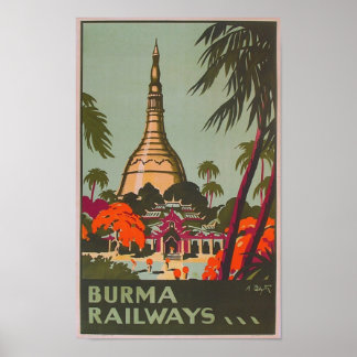 Burma Myanmar Temples | Vintage Travel Poster