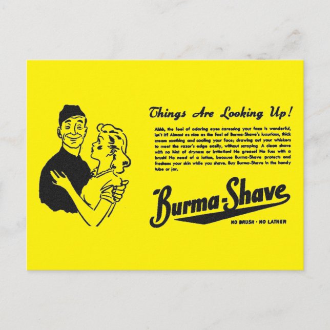 Burma Shave Adoring Eyes Postcard (Front)