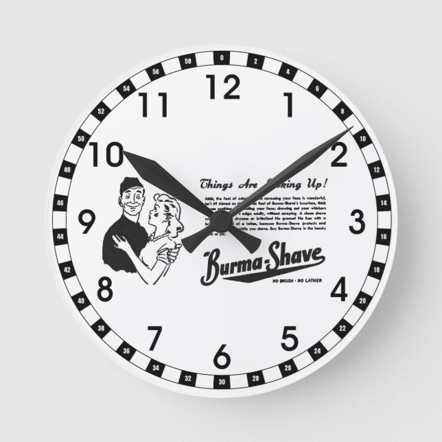 Burma Shave Adoring Eyes     Round Clock (Front)