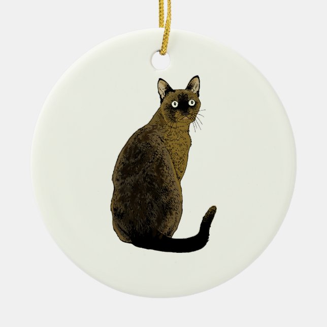 Burmese Cat Ceramic Tree Decoration (Front)