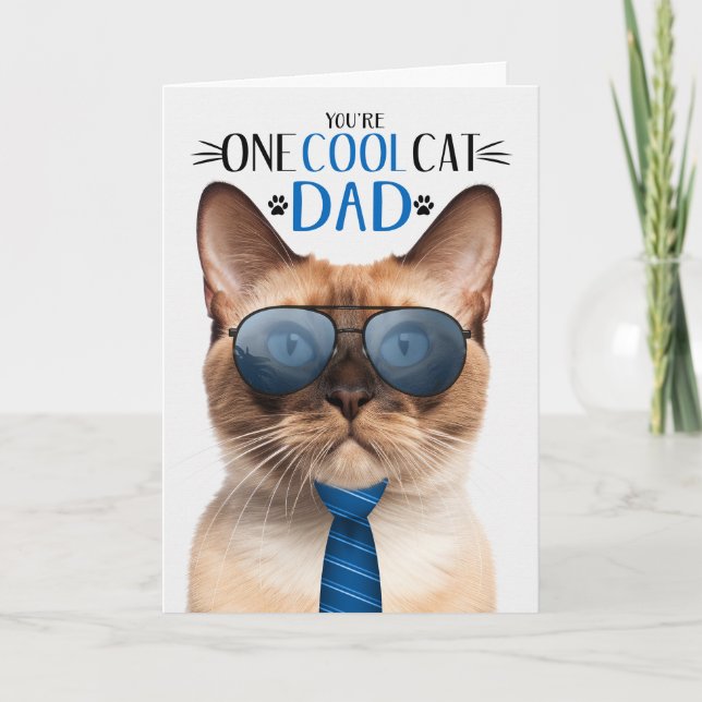Burmese Cat Father's Day One Cool Cat Holiday Card (Front)