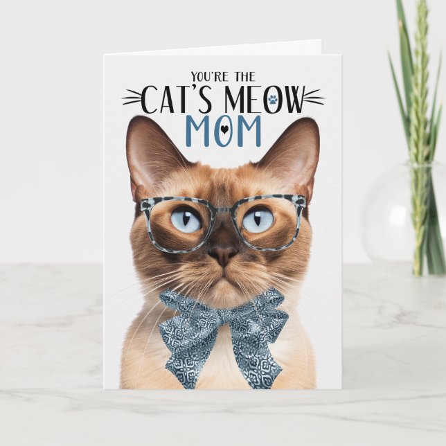 Burmese Cat for Mum on Mother's Day Holiday Card (Front)