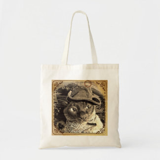 Burmese Cat in Western Attire, sepia, 2 Tote Bag