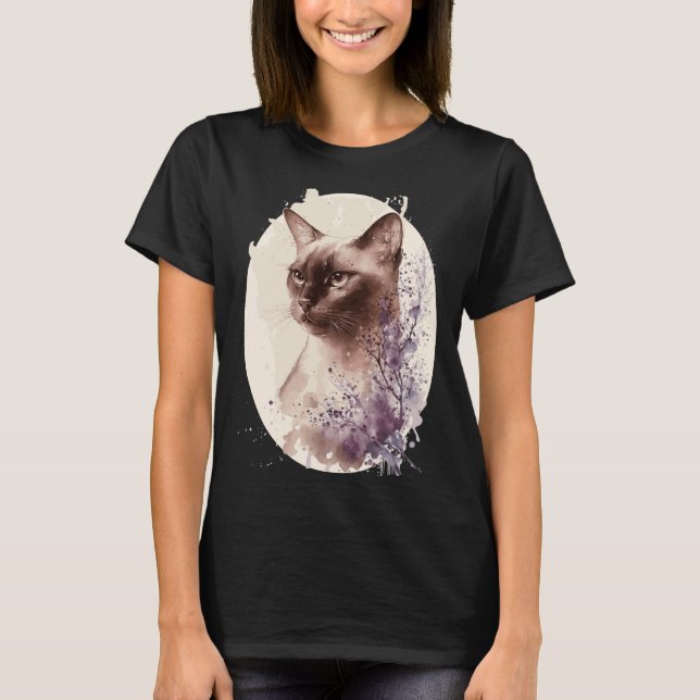 Burmese Cat Japanese Cherry Blossom Sakura T-Shirt (Front)