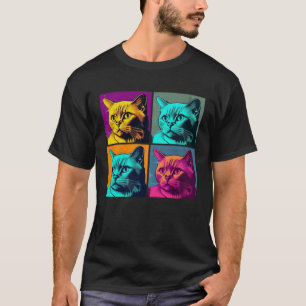 Burmese Cat Pop Illustration Colorful Animal Men   T-Shirt