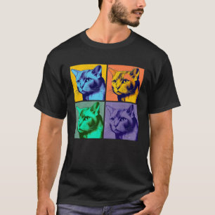 Burmese Cat Pop Illustration Colorful Animal Men   T-Shirt