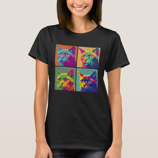 Burmese Cat Pop Illustration Colorful Animal Men T-Shirt (Front)
