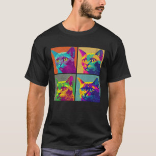 Burmese Cat Pop Illustration Colourful Animal Men T-Shirt