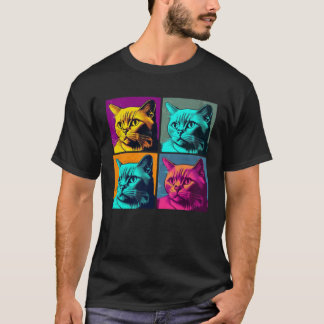 Burmese Cat Pop Illustration Colourful Animal Men T-Shirt