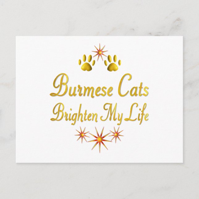 Burmese Cats Brighten My Life Postcard (Front)