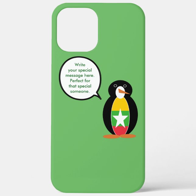 Burmese Myanmar Flag Talking Ms. Penguin Case-Mate iPhone Case (Back)