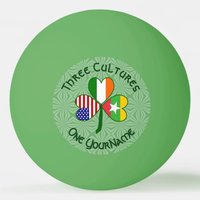 Burmese Myanmar Irish American Flags Shamrock Name Ping Pong Ball (Front)