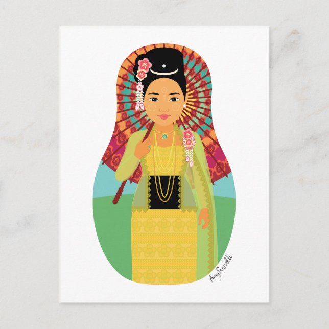 Burmese, Myanmar Matryoshka Postcard (Front)