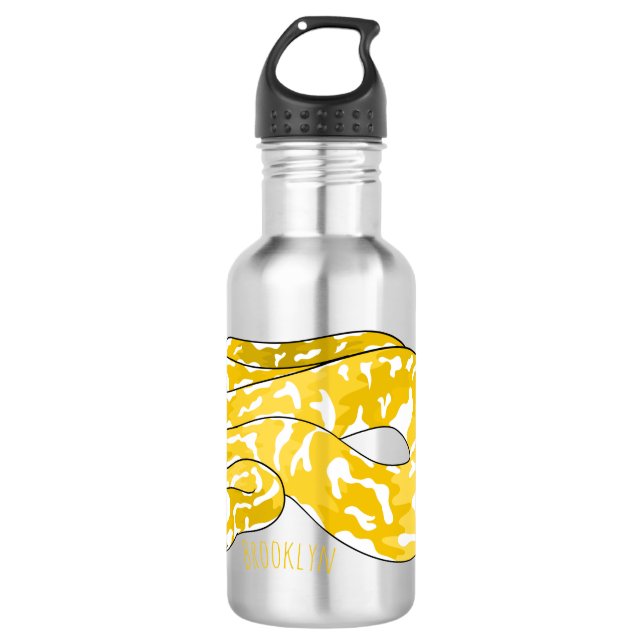 Burmese python snake cartoon illustration 532 ml water bottle (Front)