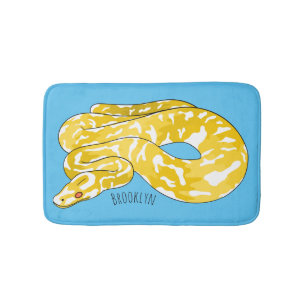 Burmese python snake cartoon illustration bath mat