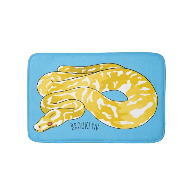 Burmese python snake cartoon illustration  bath mat (Front)