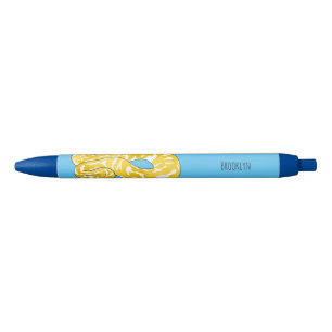 Burmese python snake cartoon illustration black ink pen