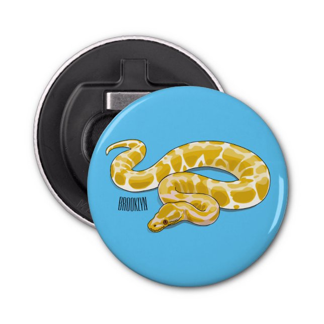 Burmese python snake cartoon illustration bottle opener (Front)