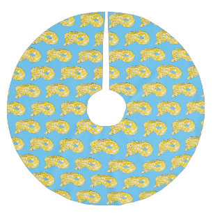Burmese python snake cartoon illustration brushed polyester tree skirt