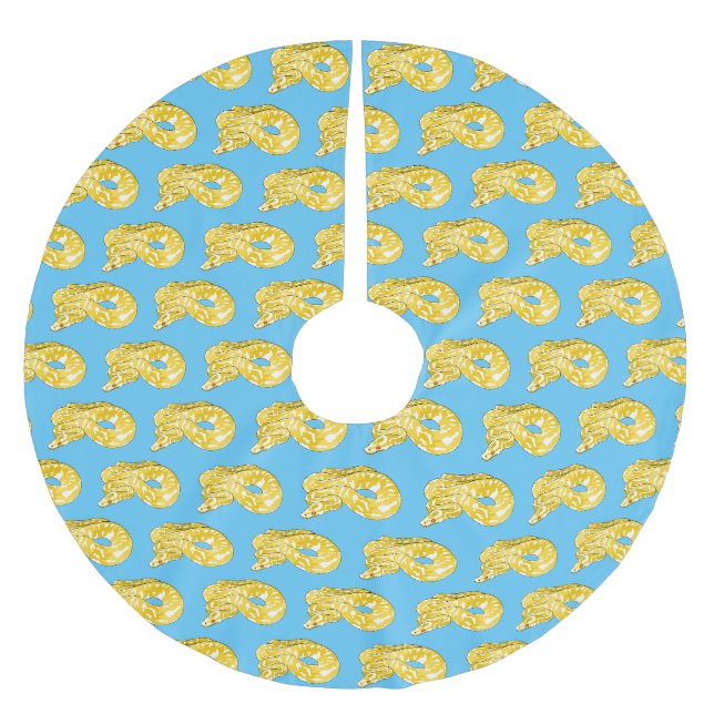 Burmese python snake cartoon illustration brushed polyester tree skirt (Front)
