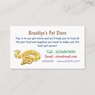 Burmese python snake cartoon illustration business card
