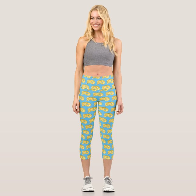 Burmese python snake cartoon illustration  capri leggings (Front)