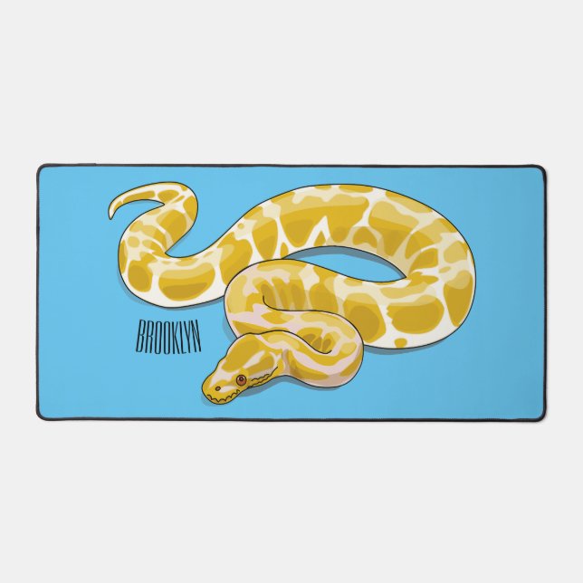 Burmese python snake cartoon illustration desk mat (Front)