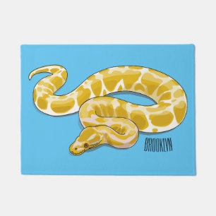 Burmese python snake cartoon illustration doormat