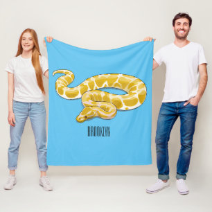 Burmese python snake cartoon illustration fleece blanket