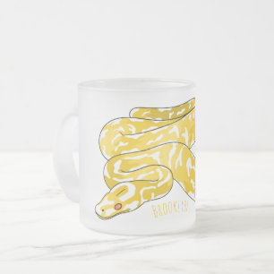Burmese python snake cartoon illustration frosted glass coffee mug