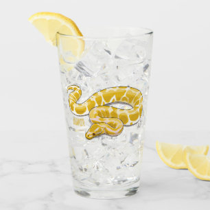 Burmese python snake cartoon illustration glass