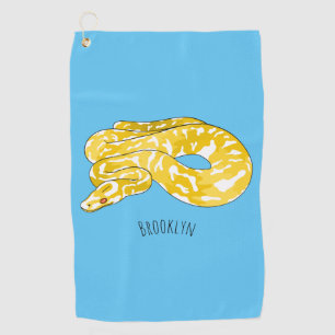 Burmese python snake cartoon illustration  golf towel