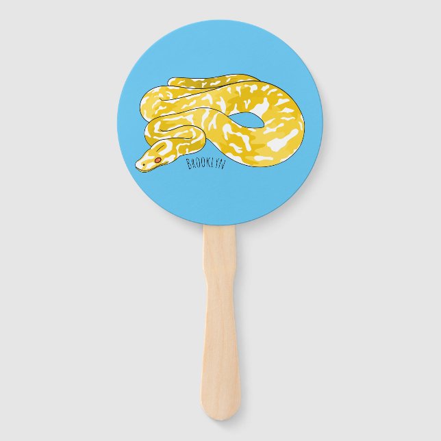 Burmese python snake cartoon illustration  hand fan (Front)