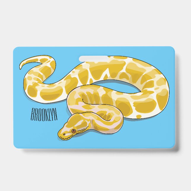 Burmese python snake cartoon illustration ID badge (Front)